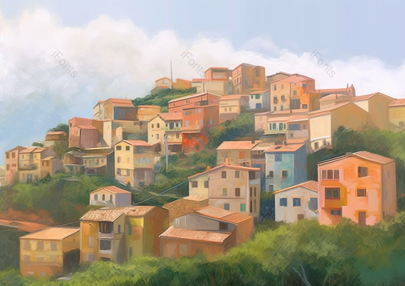 房屋建筑农村手绘插画背景图,插画/手绘图,插画/手绘图库,插画/手绘图下载,插画/手绘